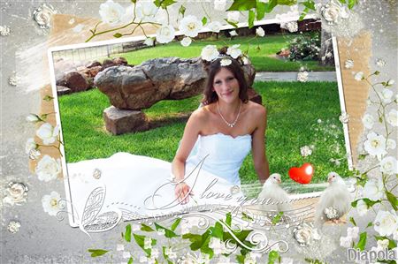 Montage photo Mariage cadre roses blanches